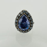 خاتم قلب أميثيست تركي يدوي الصنع مبهر من فضة استرليني 925 للنساء