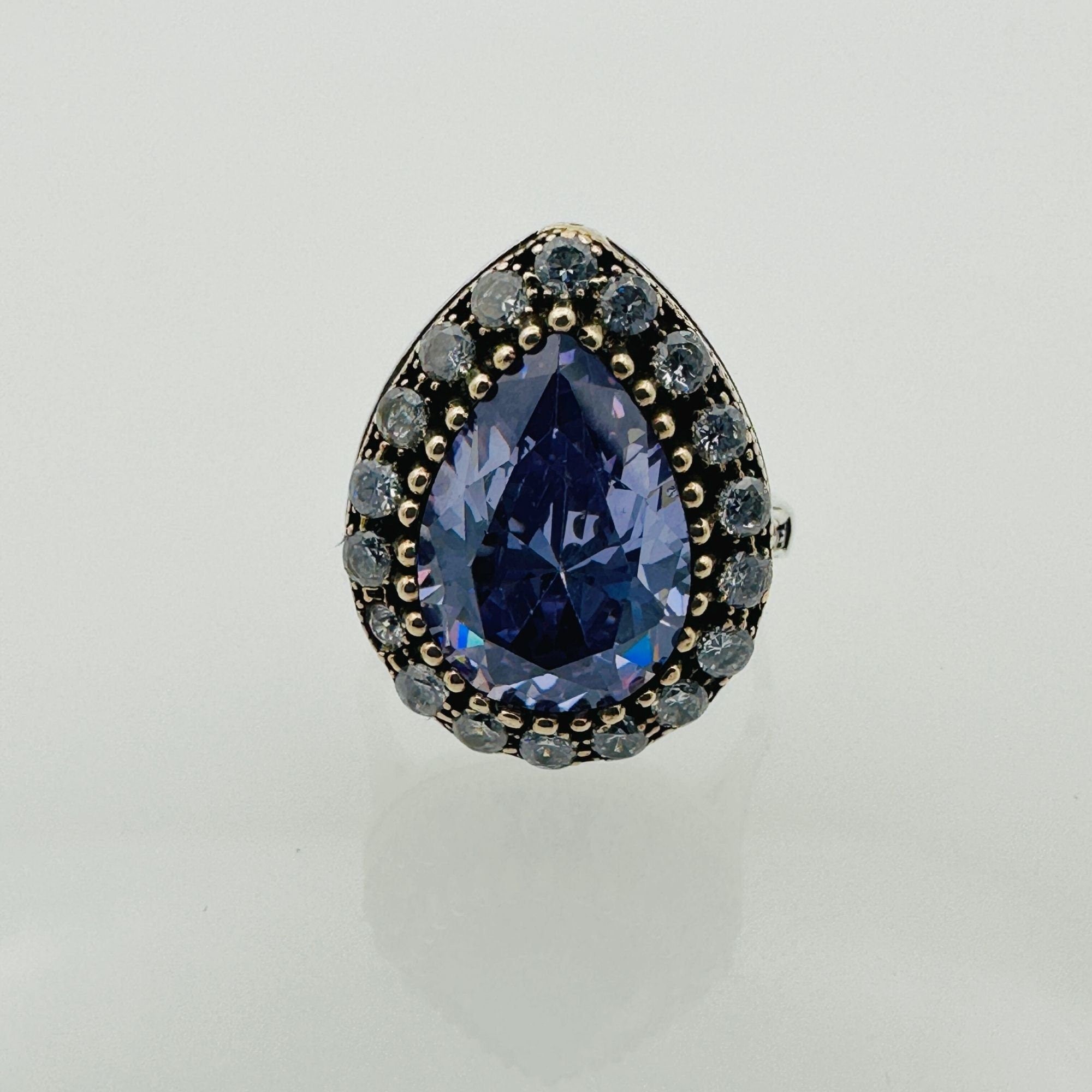 خاتم قلب أميثيست تركي يدوي الصنع مبهر من فضة استرليني 925 للنساء