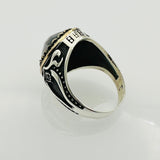 خاتم بيضاوي من الفضة الإسترلينية 925 للرجال مصنوع يدوياً في تركيا مع زركون أحمر - هدية بتصميم جريء