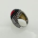 خاتم رجالي مصنوع يدويًا من الفضة الإسترلينية 925 بحجر العقيق الأحمر - بيان جريء وهدية أنيقة