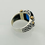 Men's Authentic Ottoman Blue Zircon 925 Sterling Silver Ring - Handmade Statement Gift for Him