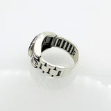 خاتم رجالي مصنوع يدويًا من الفضة الإسترلينية 925 مع الياقوت الأزرق - تصميم تركي خالد