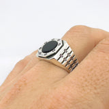 Men's Turkish Handmade 925 Sterling Silver Black Onyx Ring - Minimalist & Fashion-Forward Gift for Him