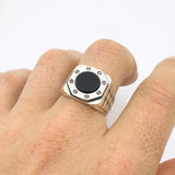 Men's Turkish Handmade 925 Sterling Silver Black Onyx Ring - Minimalist & Fashion-Forward Gift for Him