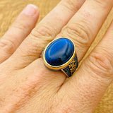 Men's Handmade Turkish 925 Sterling Silver Lapis Lazuli Signet Ring