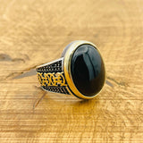 Handmade Turkish 925 Sterling Silver Black Onyx Signet Ring for Men - Bold Statement Piece