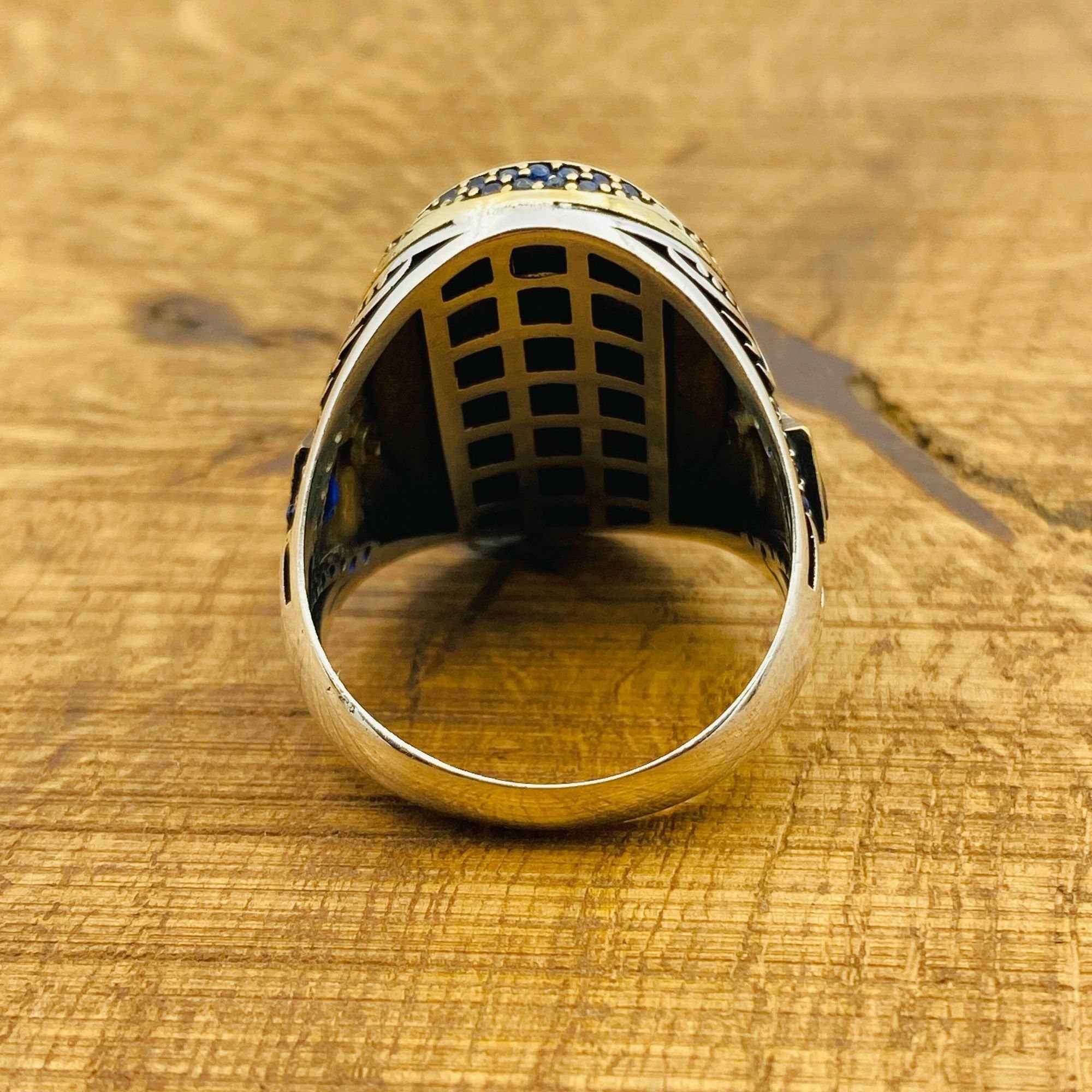 Handcrafted Men's Sterling Silver Lapis Lazuli Ring - Authentic Turkish Statement Jewelry & Gift