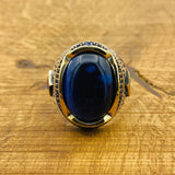 Handcrafted Men's Sterling Silver Lapis Lazuli Ring - Authentic Turkish Statement Jewelry & Gift