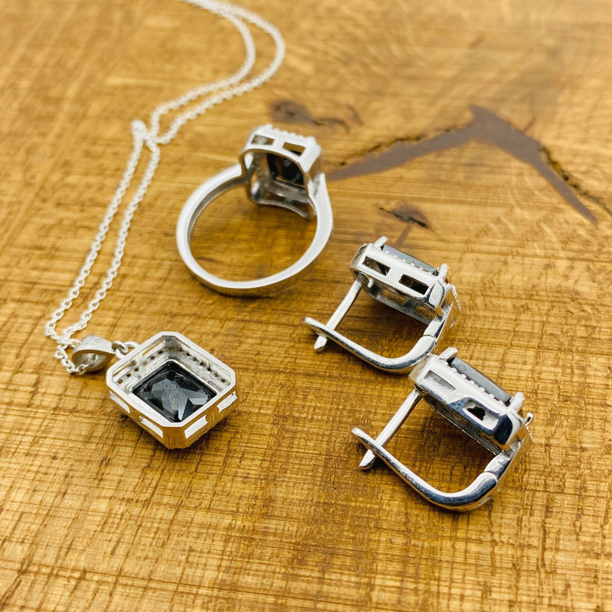 Striking Handmade 925 Sterling Silver Black Onyx Jewelry Set – Ring, Necklace & Earrings for Women | Gift Ready