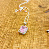 여성용 수제 925 스털링 실버 핑크 모거나이트 쥬얼리 세트 - 반지, 목걸이 및 귀걸이 선물