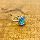 مجموعة مجوهرات أكوامارين تركية يدوية الصنع من الفضة الإسترلينية 925 | هدية أنيقة بحجر كريم أزرق لها وللأم