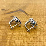 여성 수제 터키 925 스털링 실버 사파이어 주얼리 세트 - 목걸이, 귀걸이 및 반지