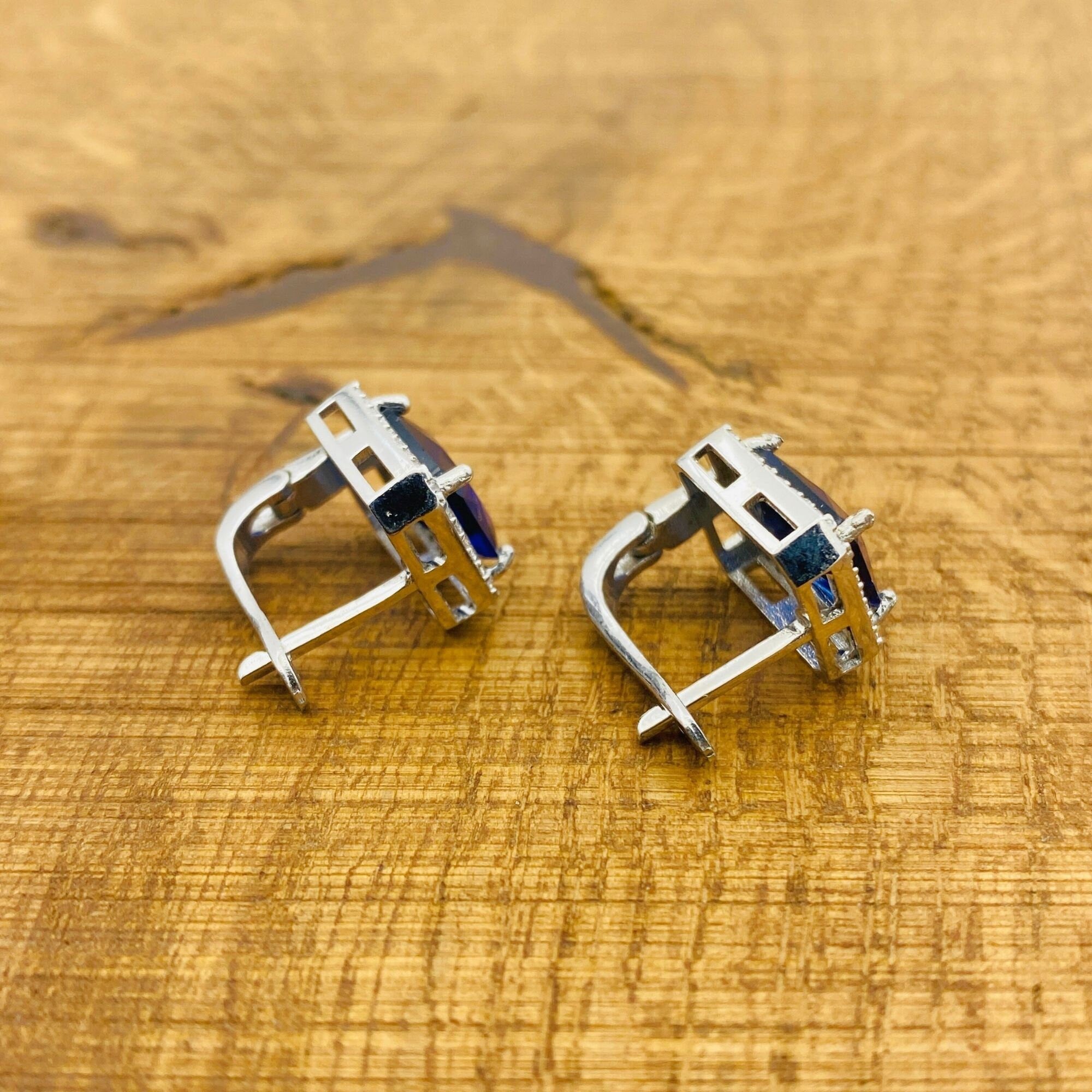 여성 수제 터키 925 스털링 실버 사파이어 주얼리 세트 - 목걸이, 귀걸이 및 반지