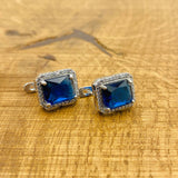 여성 수제 터키 925 스털링 실버 사파이어 주얼리 세트 - 목걸이, 귀걸이 및 반지