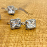 터키 수제 925 스털링 실버 화이트 지르콘 쥬얼리 세트 - 목걸이, 반지 및 귀걸이