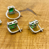 정교한 터키 수제 에메랄드 & 925 스털링 실버 주얼리 세트 - 목걸이, 반지, 귀걸이 선물 상자 포함