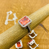 터키 수제 925 스털링 실버 가넷 쥬얼리 세트 - 여성용 반지, 목걸이 및 귀걸이