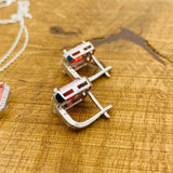 터키 수제 925 스털링 실버 가넷 쥬얼리 세트 - 여성용 반지, 목걸이 및 귀걸이