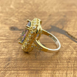 Elegant Multi-Color Mystic Topaz Gold-Plated 925 Sterling Silver Ring for Women