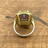 Elegant Multi-Color Mystic Topaz Gold-Plated 925 Sterling Silver Ring for Women