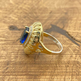 خاتم أزرق من الياقوت الفاخر مصنوع يدويًا من الفضة الإسترلينية 925 للنساء - هدية فريدة لها