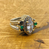 Handmade 925 Sterling Silver Reversible Ring with White Zircon & Zultanite Gemstones - Versatile Two-in-One Design for Her