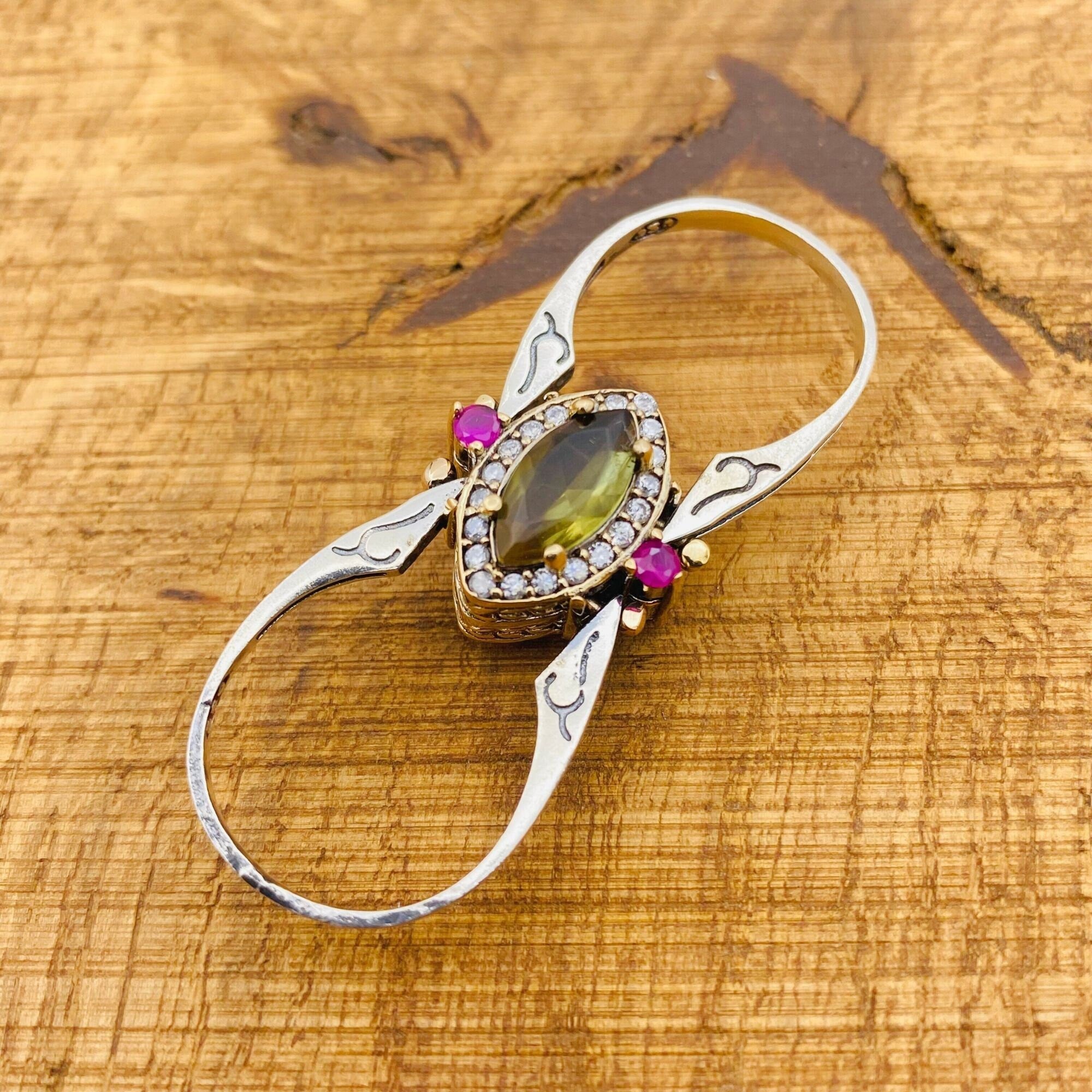 Handmade 925 Sterling Silver Reversible Ring with White Zircon & Zultanite Gemstones - Versatile Two-in-One Design for Her