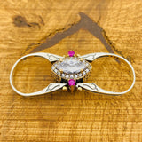 خاتم يدوي قابل للعكس من الياقوت الأحمر والزركون الأبيض - فضة استرلينية 925 مجوهرات متعددة الأحجار الكريمة