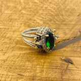 925 Sterling Silver Reversible Ring with Natural Onyx & Emerald Gemstones | Elegant Women's Jewelry Gift