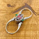 Handmade Reversible 925 Sterling Silver Ring with Blue Sapphire & Red Ruby Gemstones | Unique Gift for Her