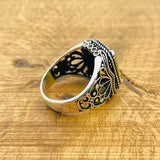 Men's Handmade Sterling Silver Citrine Ring | Square Gemstone Turkish Artisan Jewelry