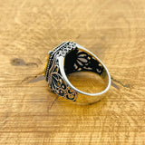 Men's Handmade Sterling Silver Citrine Ring | Square Gemstone Turkish Artisan Jewelry