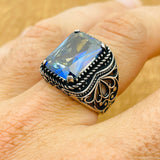 Unique Men's Tanzanite 925 Sterling Silver Ring | Handcrafted Turkish Artisan Jewelry