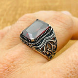 Men's Handmade Turkish Sterling Silver Ruby Statement Ring