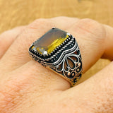 Men's Authentic Turkish Handmade Zultanite Gemstone Ring - 925 Sterling Silver
