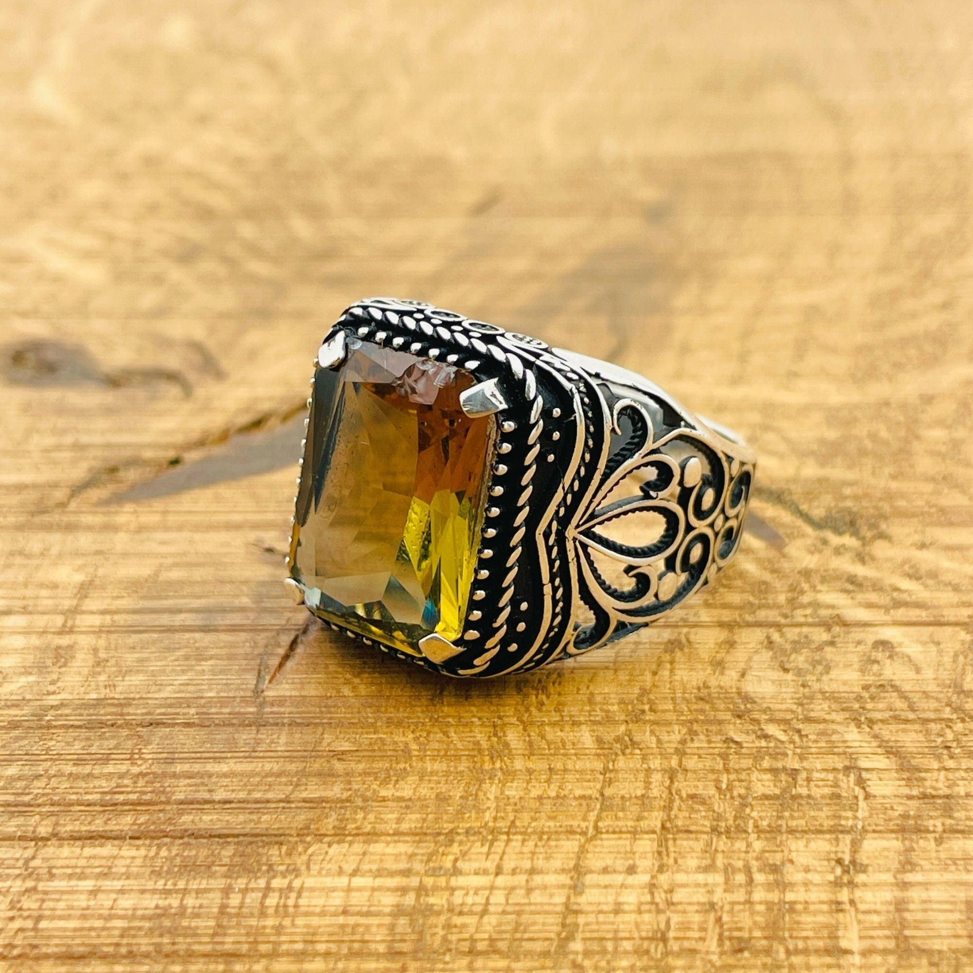 Men's Authentic Turkish Handmade Zultanite Gemstone Ring - 925 Sterling Silver