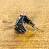 Men's Turkish Handmade 925 Sterling Silver Mystic Topaz Compass Ring