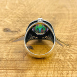 Men's Turkish Handmade 925 Sterling Silver Mystic Topaz Compass Ring