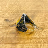 Artisan Turkish Handmade Men's Citrine Compass 925 Sterling Silver Ring