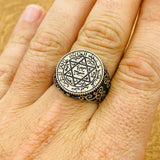 Handcrafted Men's Star of David & King Solomon's Seal 925 Sterling Silver Ring - Turkish Artisan Jewelry