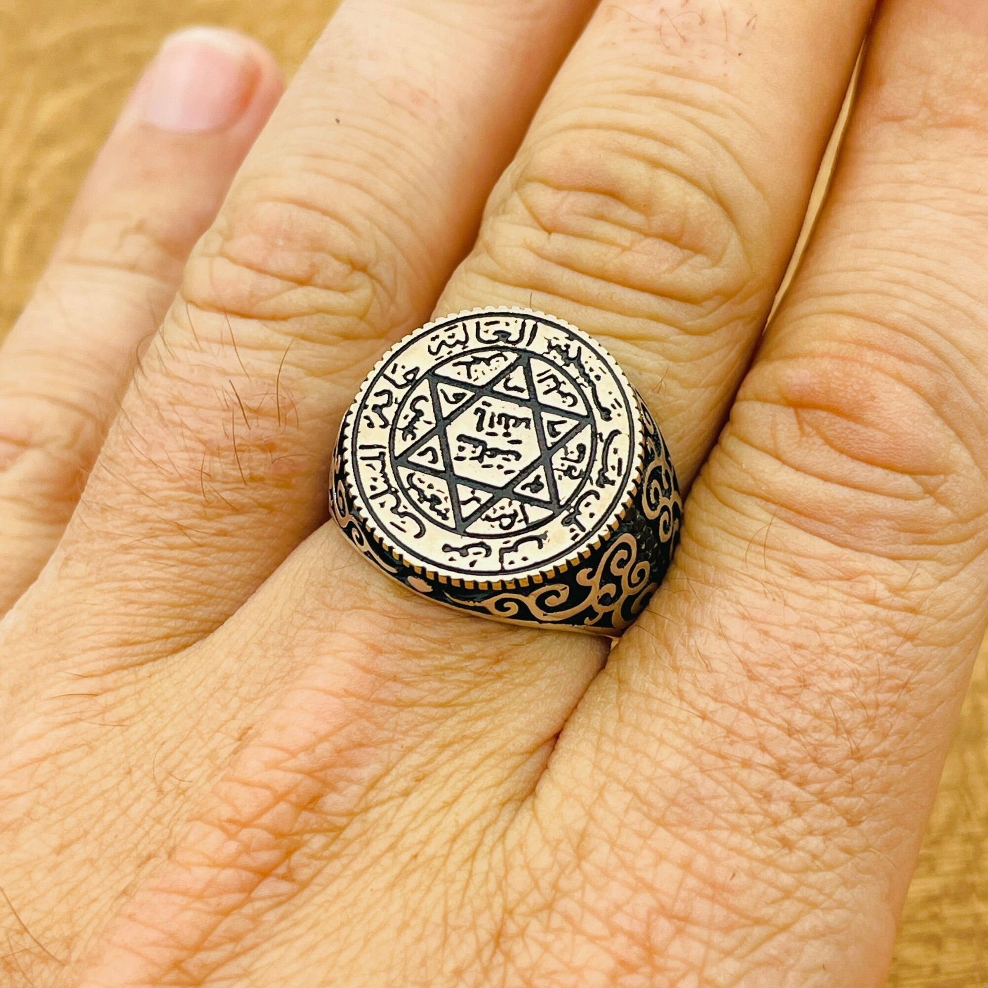 Handcrafted Men's Star of David & King Solomon's Seal 925 Sterling Silver Ring - Turkish Artisan Jewelry