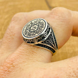 Authentic Turkish Handmade King Solomon Seal 925 Sterling Silver Men's Ring