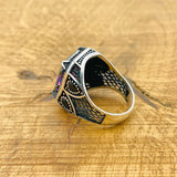 Men's Handcrafted 925 Sterling Silver Mystic Topaz Ring | Ottoman Style Gemstone Jewelry