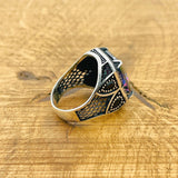 Men's Handcrafted 925 Sterling Silver Mystic Topaz Ring | Ottoman Style Gemstone Jewelry