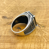Men's Handcrafted Turkish 925 Sterling Silver Black Zircon Ring