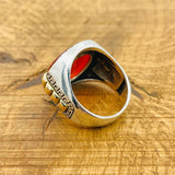 Turkish Handmade Men's 925 Sterling Silver Ring with Natural Red Aqeeq Stone - Authentic & Unique Gift