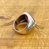 Turkish Handmade Men's 925 Sterling Silver Ring with Natural Red Aqeeq Stone - Authentic & Unique Gift