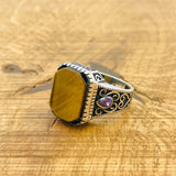 Handmade Men's Tiger's Eye 925 Sterling Silver Ring - Authentic Turkish Artisan Jewelry