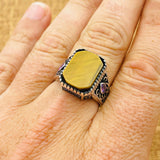 Handmade Men's Tiger's Eye 925 Sterling Silver Ring - Authentic Turkish Artisan Jewelry