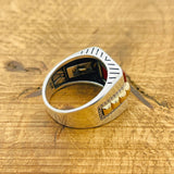 خاتم رجالي تركي مصنوع يدويًا من الفيروز الأحمر وفضة استرليني 925 بيان